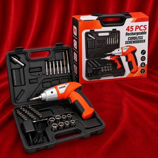 Kit de Destornillador Eléctrico Inalámbrico 45 Piezas – Versatilidad y Precisión en un Solo Set